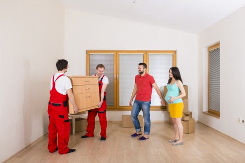 Local moving team helping with a Chinatown walk-up apartment